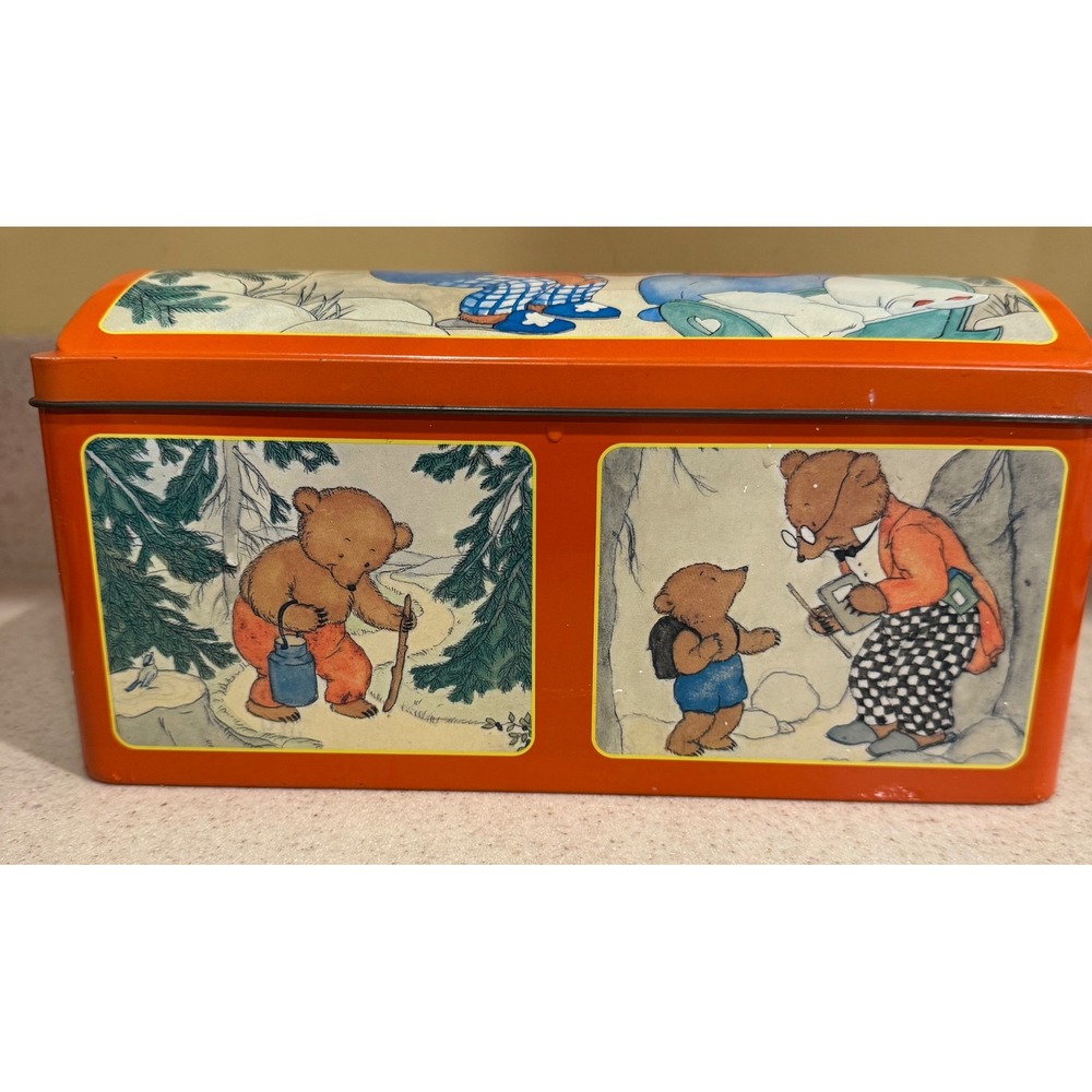 Vintage E Otto Schmidt Lebkuchen Tin Ida Bohatta Bear Illustrations Orange Box